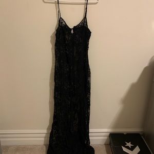 Black lace open front top or dress